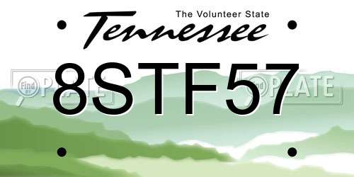 8STF57 Tennessee License Plate