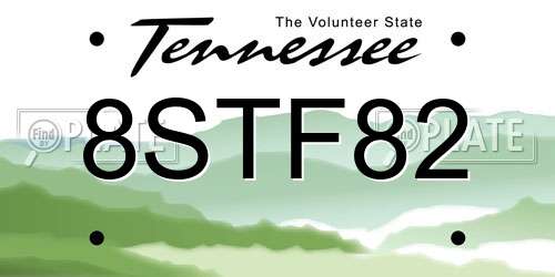 8STF82 Tennessee License Plate