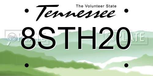 8STH20 Tennessee License Plate