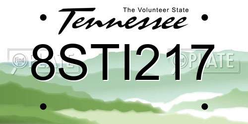 8STI217 Tennessee License Plate