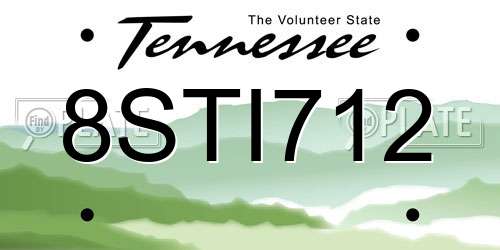 8STI712 Tennessee License Plate