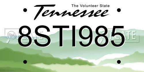 8STI985 Tennessee License Plate