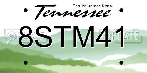 8STM41 Tennessee License Plate