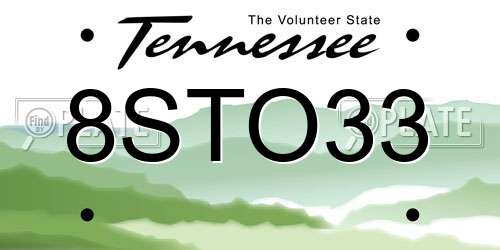 8STO33 Tennessee License Plate