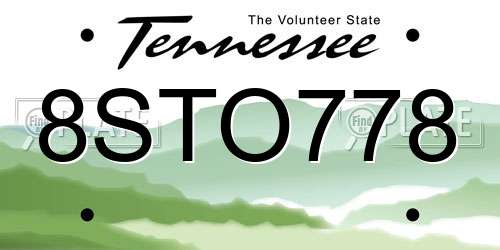 8STO778 Tennessee License Plate