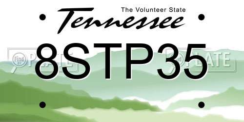 8STP35 Tennessee License Plate