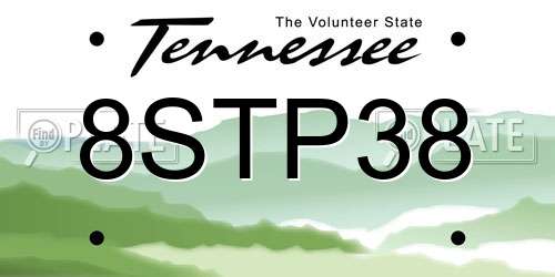 8STP38 Tennessee License Plate