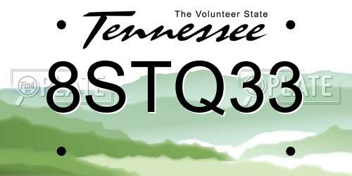 8STQ33 Tennessee License Plate