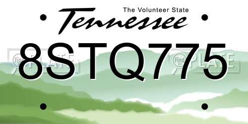 8STQ775 Tennessee License Plate