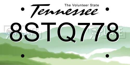 8STQ778 Tennessee License Plate