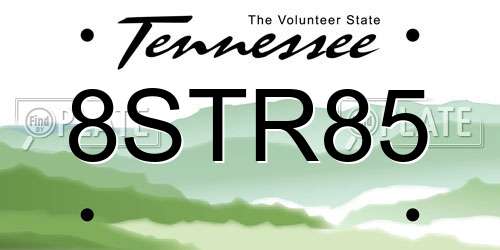 8STR85 Tennessee License Plate