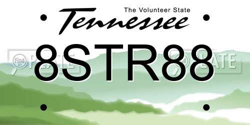 8STR88 Tennessee License Plate
