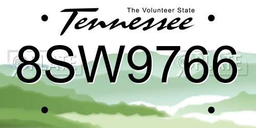 8SW9766 Tennessee License Plate