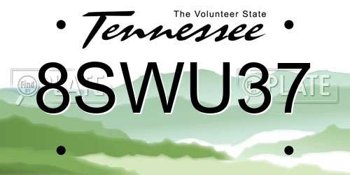 8SWU37 Tennessee License Plate