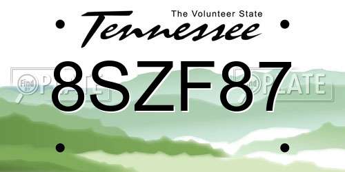 8SZF87 Tennessee License Plate