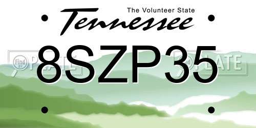 8SZP35 Tennessee License Plate