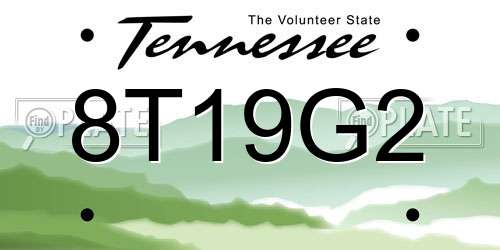 8T19G2 Tennessee License Plate