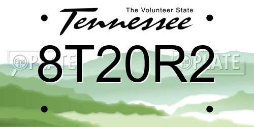 8T20R2 Tennessee License Plate