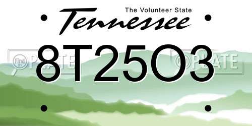 8T25O3 Tennessee License Plate