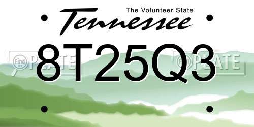 8T25Q3 Tennessee License Plate