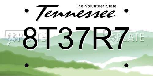 8T37R7 Tennessee License Plate
