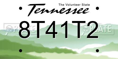 8T41T2 Tennessee License Plate