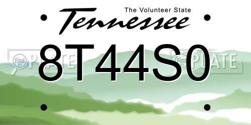 8T44S0 Tennessee License Plate