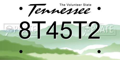8T45T2 Tennessee License Plate