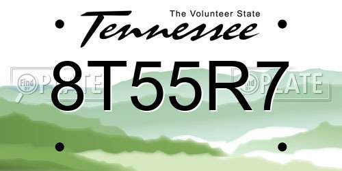 8T55R7 Tennessee License Plate