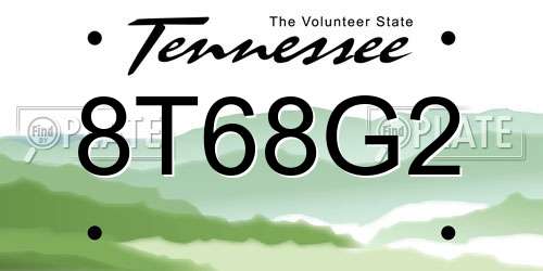8T68G2 Tennessee License Plate