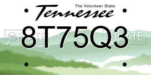 8T75Q3 Tennessee License Plate