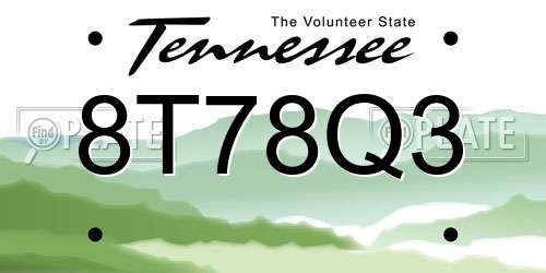 8T78Q3 Tennessee License Plate