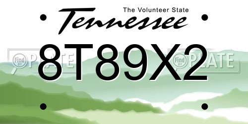 8T89X2 Tennessee License Plate