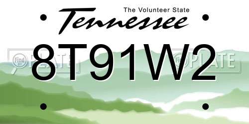 8T91W2 Tennessee License Plate