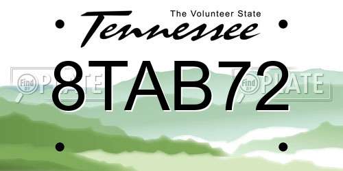 8TAB72 Tennessee License Plate