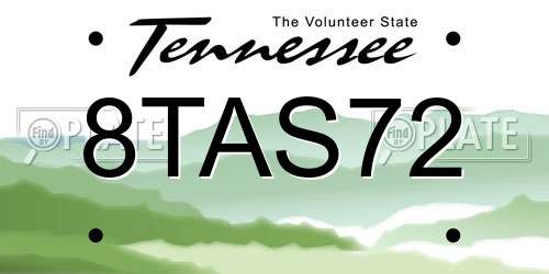8TAS72 Tennessee License Plate