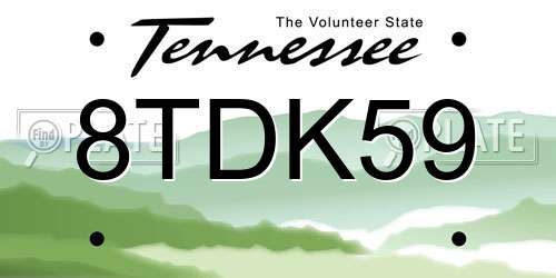 8TDK59 Tennessee License Plate