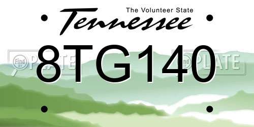 8TG140 Tennessee License Plate