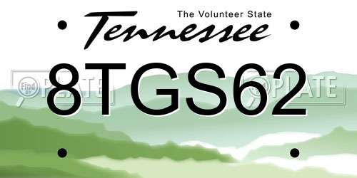 8TGS62 Tennessee License Plate