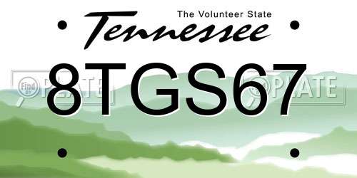 8TGS67 Tennessee License Plate