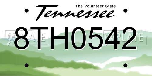 8TH0542 Tennessee License Plate