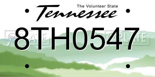 8TH0547 Tennessee License Plate