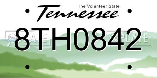 8TH0842 Tennessee License Plate