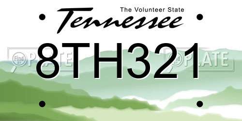 8TH321 Tennessee License Plate