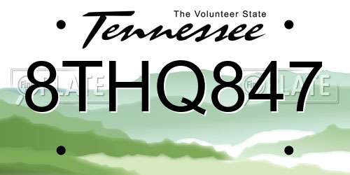 8THQ847 Tennessee License Plate