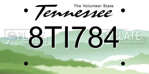 8TI784 Tennessee License Plate