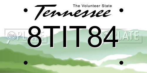 8TIT84 Tennessee License Plate