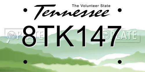 8TK147 Tennessee License Plate