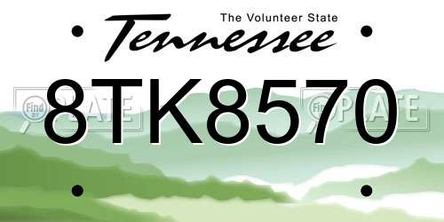 8TK8570 Tennessee License Plate