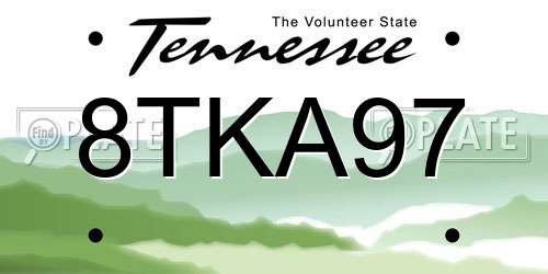 8TKA97 Tennessee License Plate